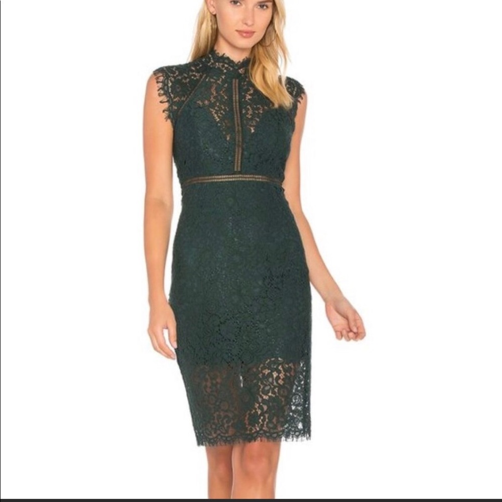 Bardot Green Lace Midi